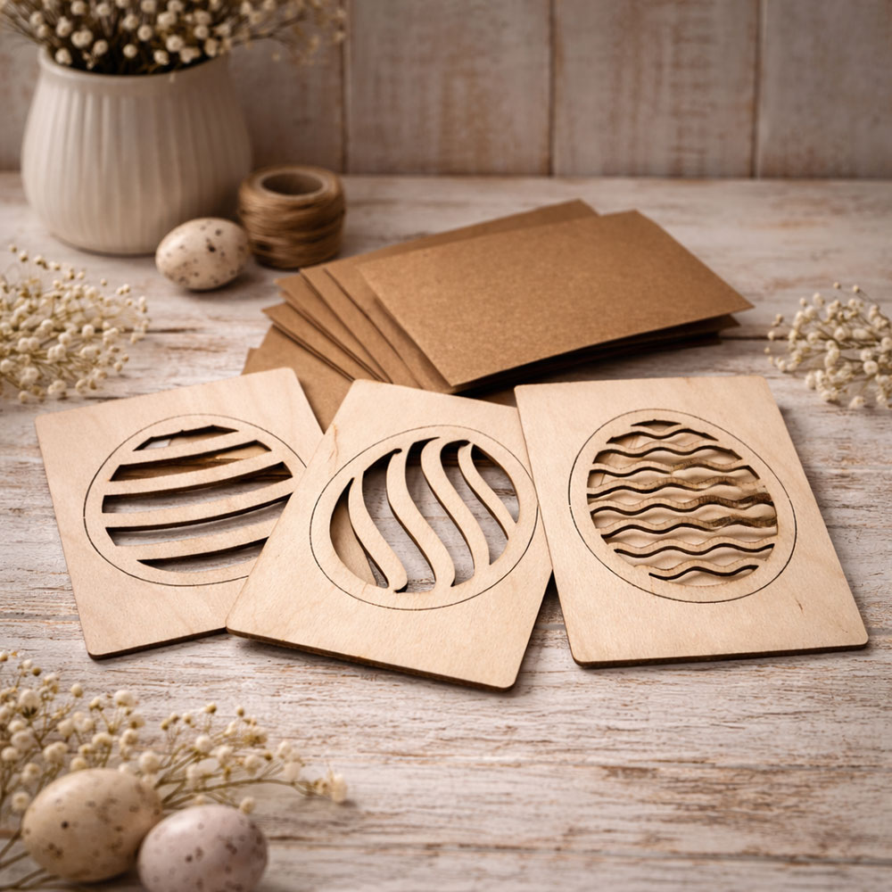 Osterkarten aus Holz 3erSet No1