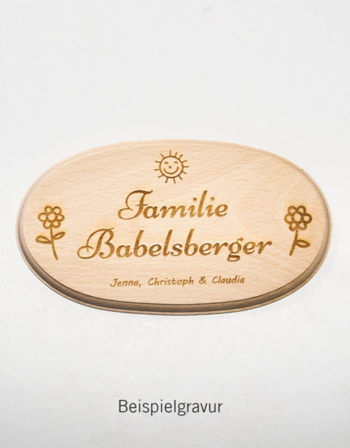 Türschild aus Holz personalisiert mit Familiennamen