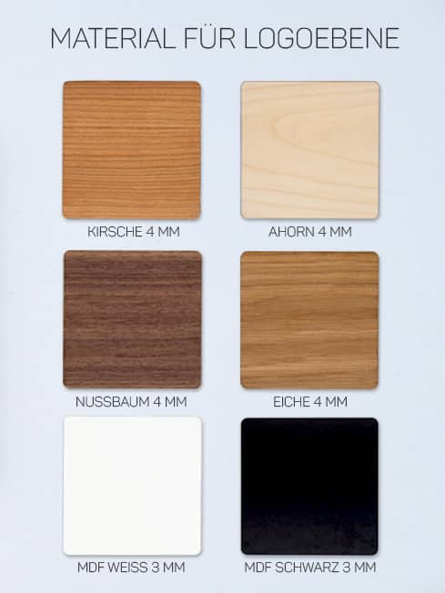 Verfügbare Holzsorten für den Laserschnitt Ihres Logos zur Fertigung eines Holzschildes